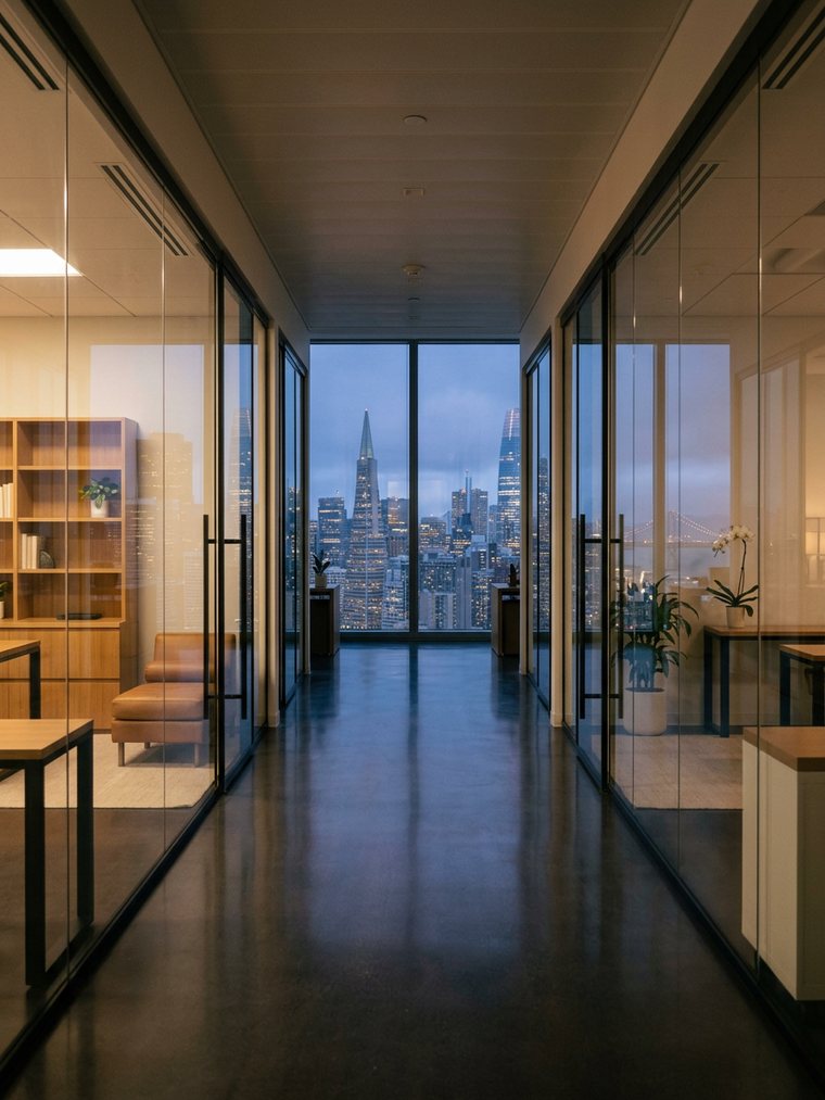 The office at dusk